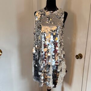 Mac Duggal Silver Sequin Party dress